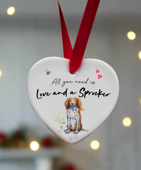 Love and a Sprocker Ceramic Heart
